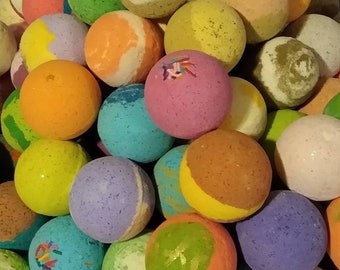 BUMPS & SECONDS DOZEN Bath Bombs, set of twelve 4.8 oz. A variety of 12 scents. Blemishes but still the same quality.