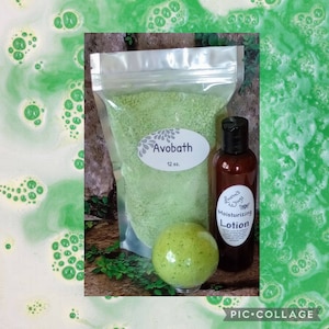 Avobath BATH SALTS w/ option of adding 4  oz. Moisturizing Lotion, Lemongrass and clove blended w lavender in this botanical inspired blend