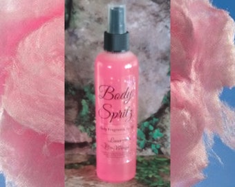 Cotton Candy Body Spritz: Sticky sweet vanilla with fruity sparkle. Instant Body Fragrance Spray + Optional Body Butter