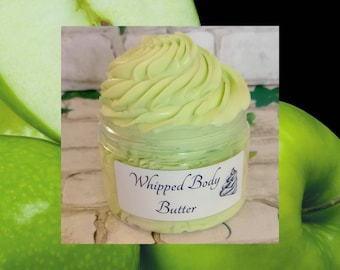 Green Apple WHIPPED BODY BUTTER ,  Deep-Conditioning Cream for Skin, A Juicy sweet apple with slight green notes