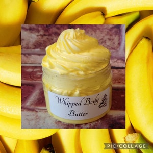 Banana WHIPPED BODY BUTTER,  Deep-Conditioning Cream for Skin, Scent of a fresh banana