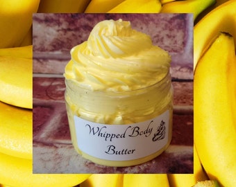 Banana WHIPPED BODY BUTTER,  Deep-Conditioning Cream for Skin, Scent of a fresh banana