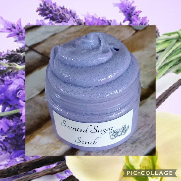 Lavender & Vanilla Mist SUGAR SCRUB, Exfoliating Scrub, A combination of soft lavender and creamy vanilla