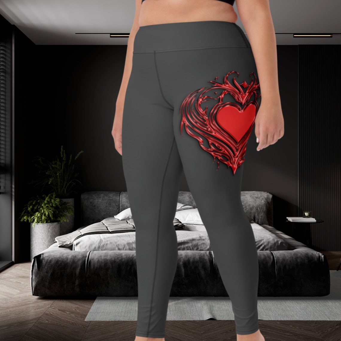 Women's Activewear Red Liquid Metal Heart Eclipse Yoga Etsy