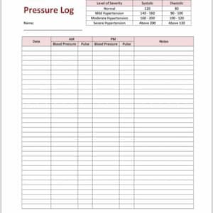 Blood Pressure Log Printable High Blood Pressure Tracker Template ...