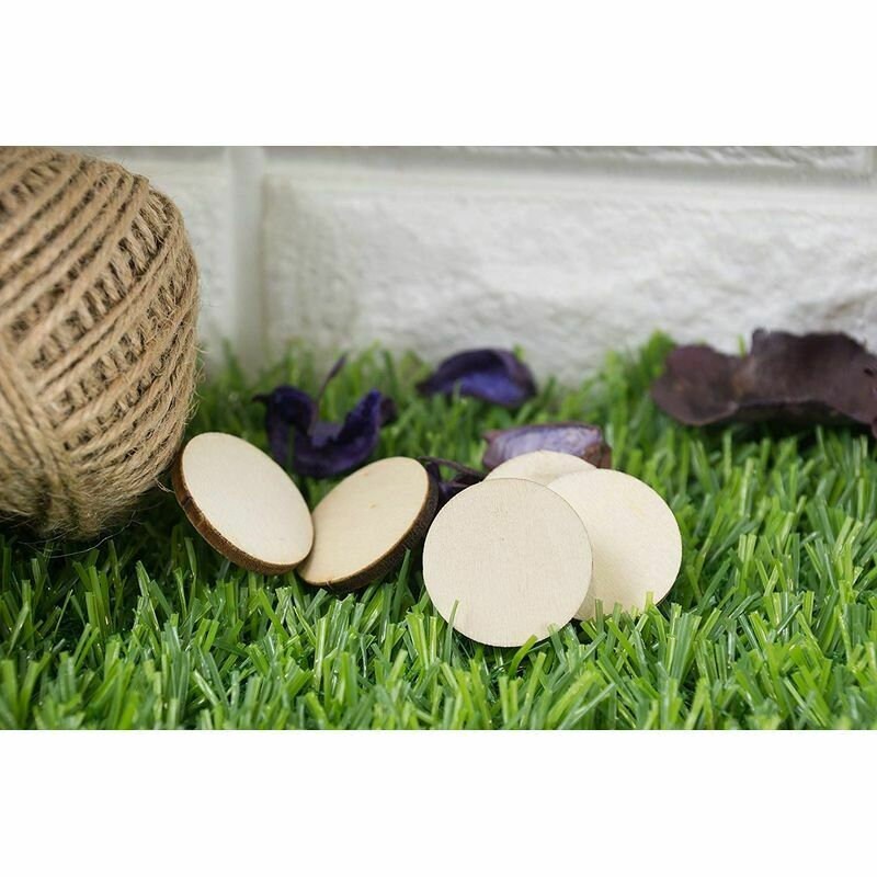 Round Natural Rustic Wooden Circles for DIY 1" 60 Pcs Unfinished Wood Slices