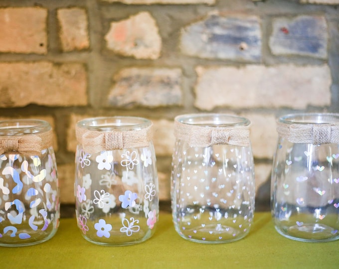 Soft Blush Clear Glass Vase Gold Rim Flower Bowl Small Decorative Home
