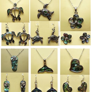 Abalone Muschel Ohrringe Halskette Set