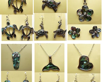 Abalone Shell Earrings Necklace Set