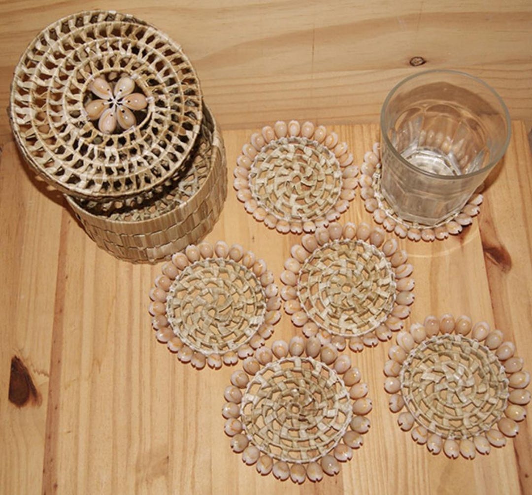 Lauhala and Shells Coasters With Case - Etsy