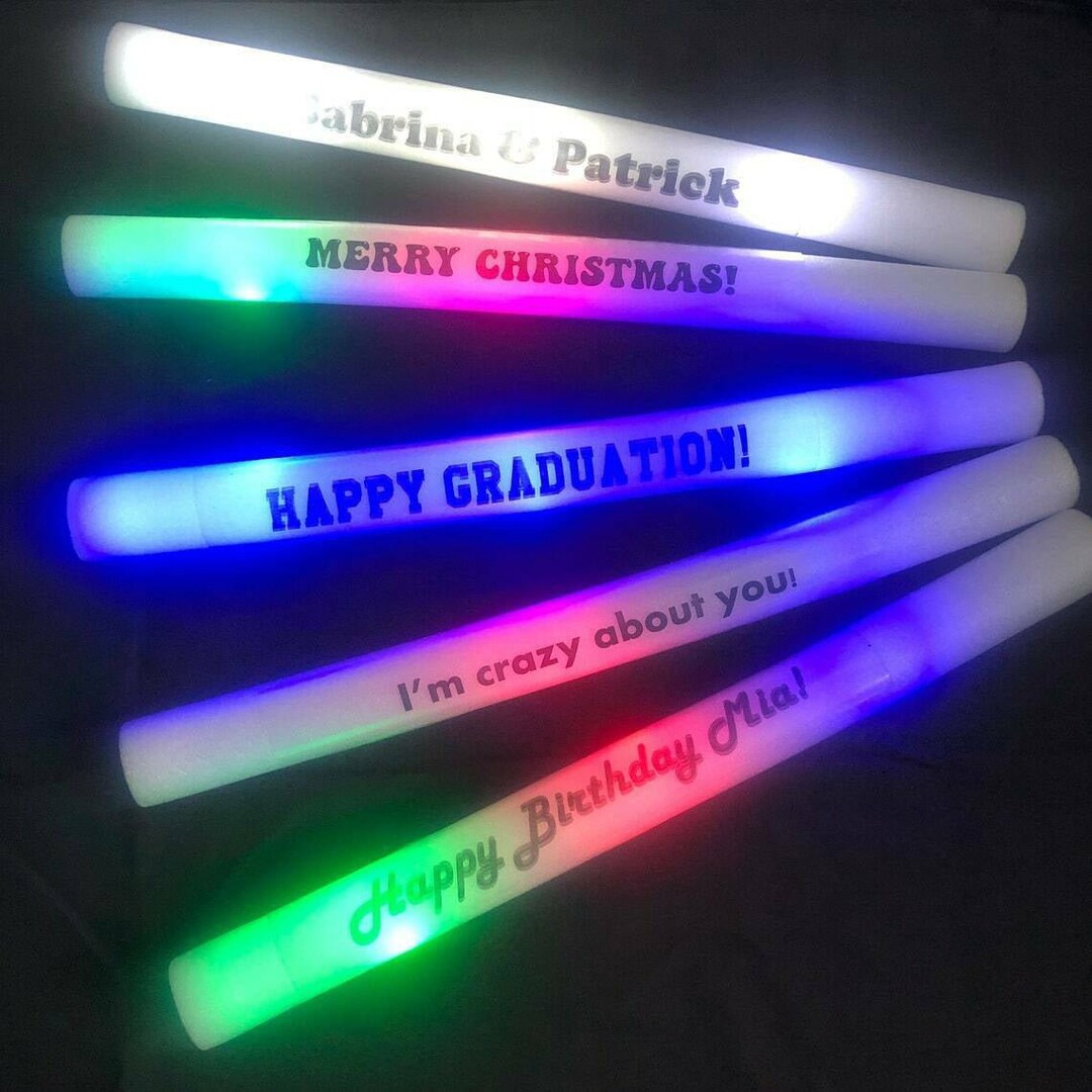 Personalised Foam Glow Sticks Wedding Favours Birthdays Christmas Glow Stick Foam Etsy UK