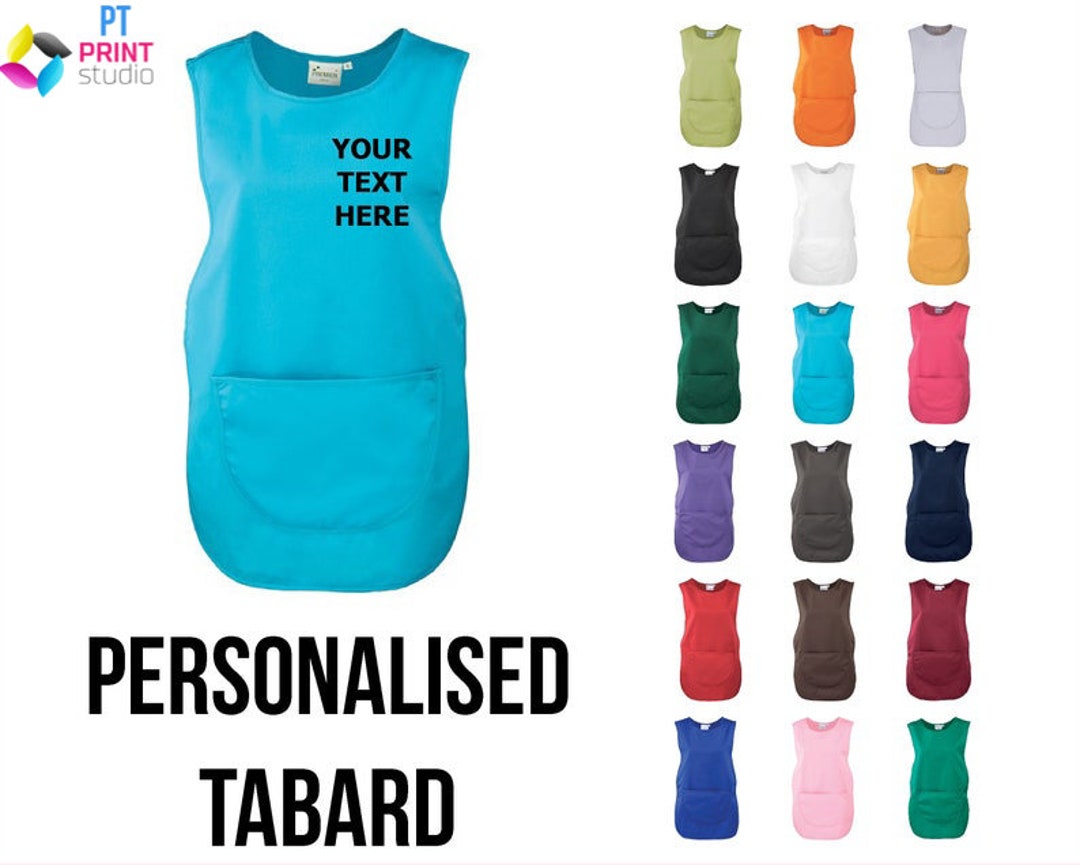 Personalised Tabard Cleaning Apron With Pocket Printed Work Etsy