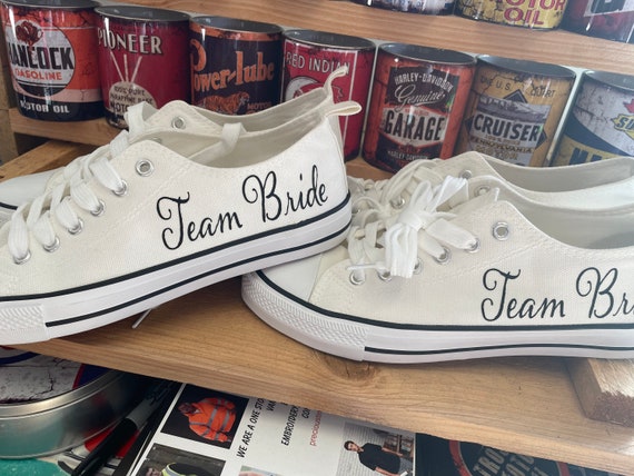 Personalised White Wedding Shoes Converse Style White Daps Any