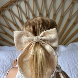 Big Bow Satin Hair ClipPin Multicolored Pack of 2 Hair Ribbon Bow Clips  For Girls Kids Women by The Little Girl Store