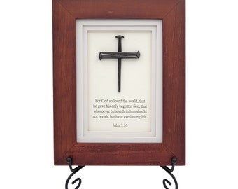 John 316 Christian Home Decor For Christian Housewarming Gift for Christian From Bible Verse John 316 of the Bible Brown Frame