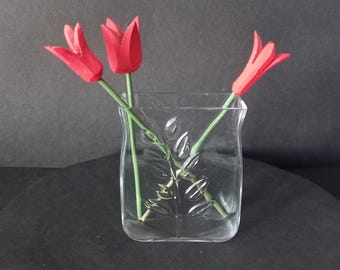 Bertil Vallien Vintage Glass Vase Kosta Boda ,series Boda Flower, 1980s.Sweden