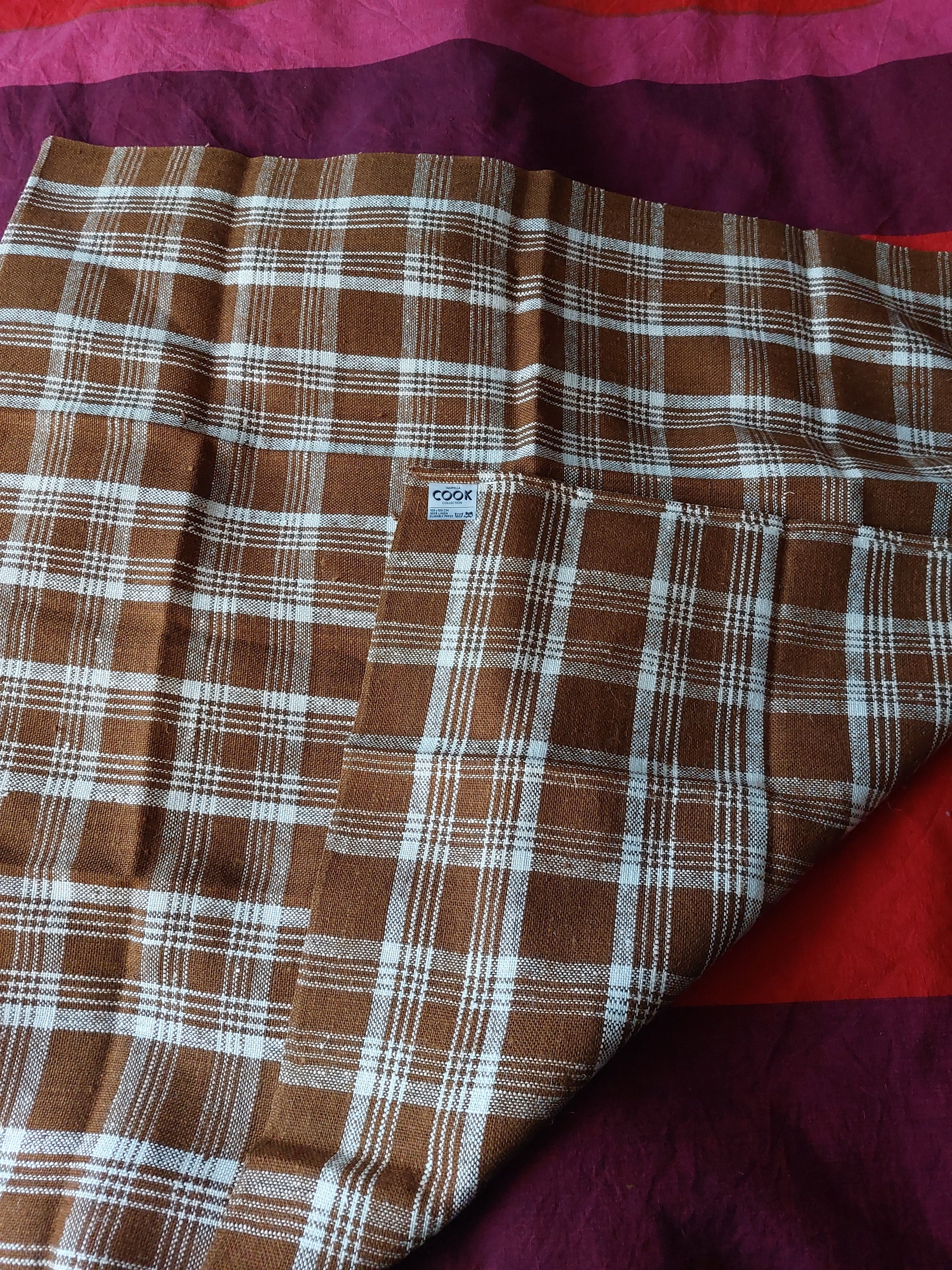 ヴィンテージ Tampella COOK コレクション、100% リネン、チェック柄