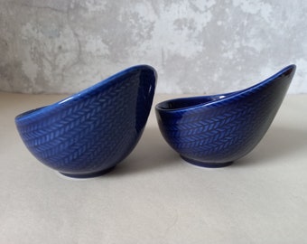 Blå Eld(Blue Fire) from Rörstrand (1950),two blue small bowls/sugar bowls, Hertha Bengtson