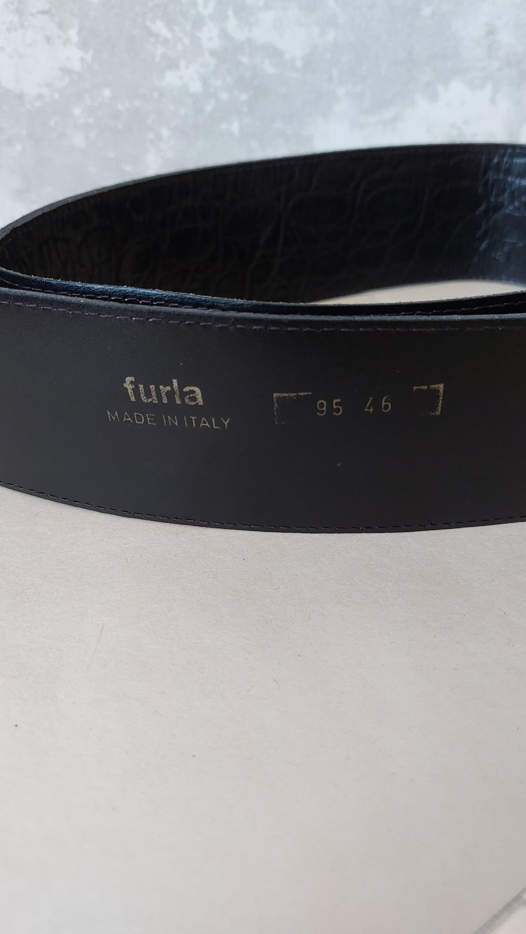 FURLA leather belt made in Italy Vintage FURLA Leather Belt: Black, Silver Buckle, Made in  main image 3