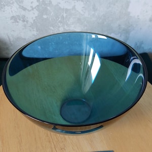 Blue glass bowl by Sven Palmqvist,Fuga, Orrefors, second half of the 20th century,Sweden