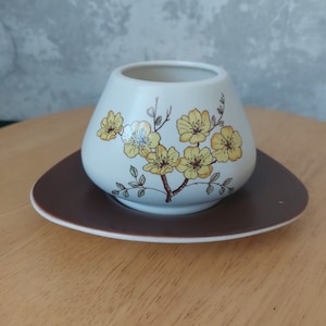 Carlton Ware,made in England, Mimosa, little bowl and  Triangle saucer. Retro,Hand Painted Mimosa Patterned