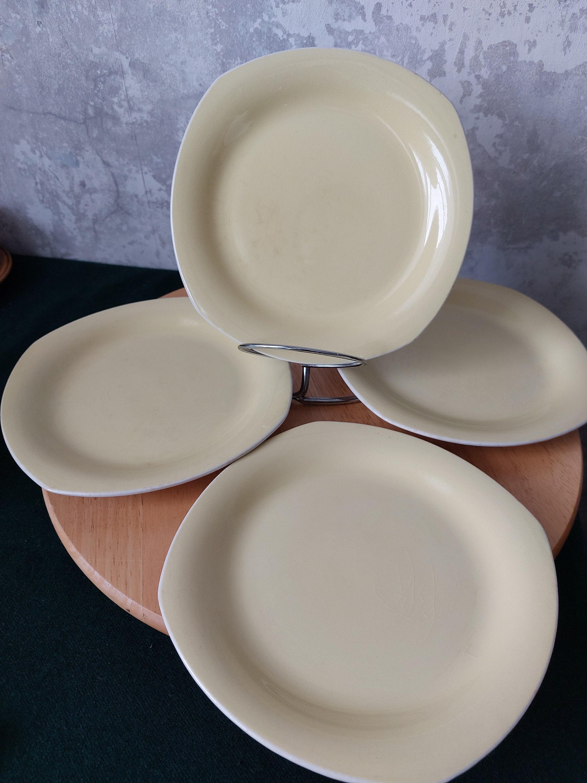 Upsala Ekeby,gefle, Yellow Plates,set of 4 Plates 18 X 18cm, Retro