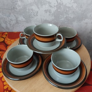 Vintage Rörstrand Annika,designer Marianne Westman,1970s.Set of 5 Coffee Cups and 5 saucers