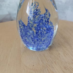 Vintage Blown Glass, Paperweight, Blue and Clear, Art Glass,Glass Egg,Home Decor