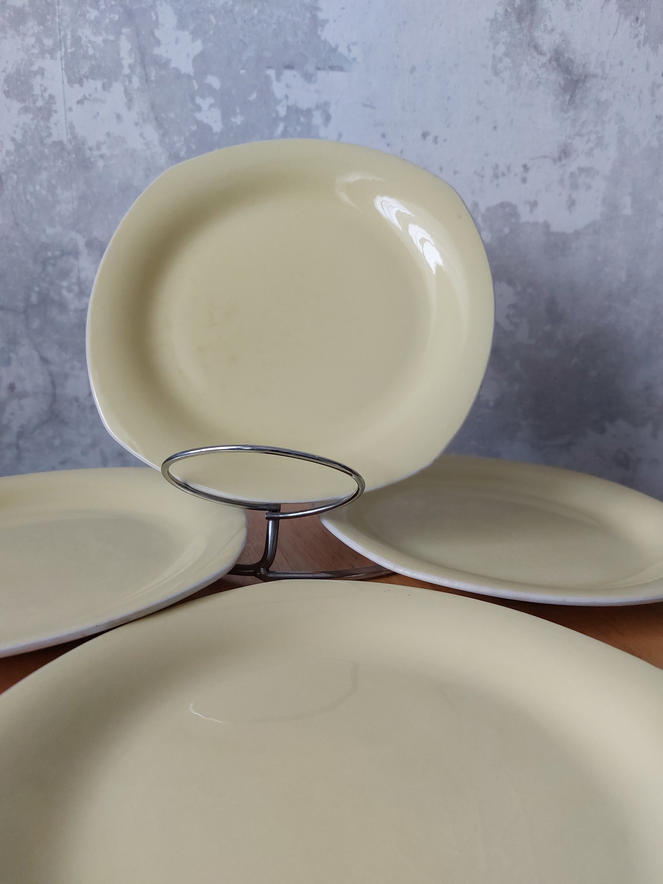 Upsala Ekeby,gefle, Yellow Plates,set of 4 Plates 18 X 18cm, Retro