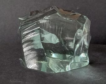 Vicke Lindstrand Kosta Boda Glass Block Fish Art Glass 1960s
