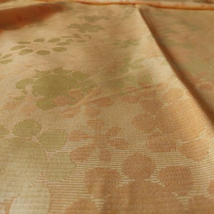 Vintage 2 yellow curtains with woven floral pattern. 116 x 162 cm