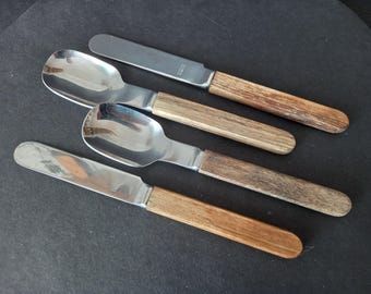 Vintage Boda Nova Salad Serving Set: Stainless Steel & Plastic