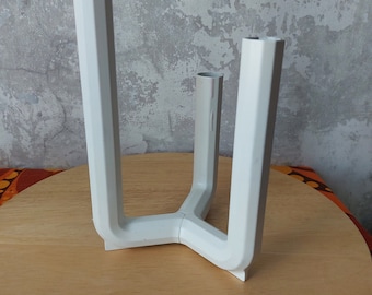 White candlestick with 3 candles, IKEA PS 2017, design Henrik Preutz, modern geometric minimalism