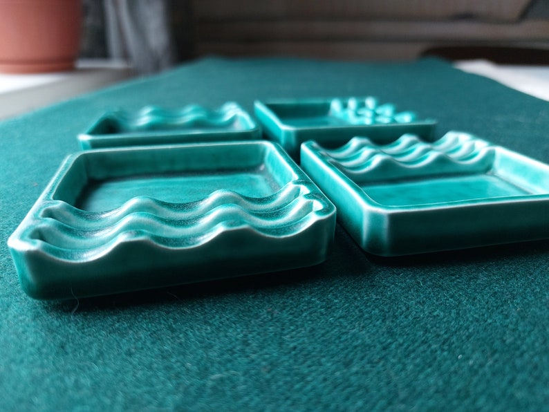 Set of 4 Personal Ashtrays Emerald Green. Etsy