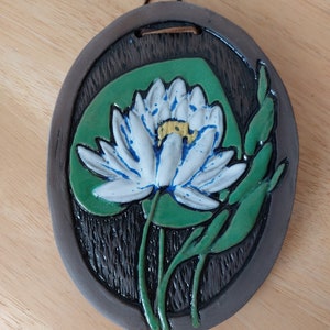 Made in Sweden by Ninnie, Wall Plaque , Wall Decor,Water Lilly. Handmade