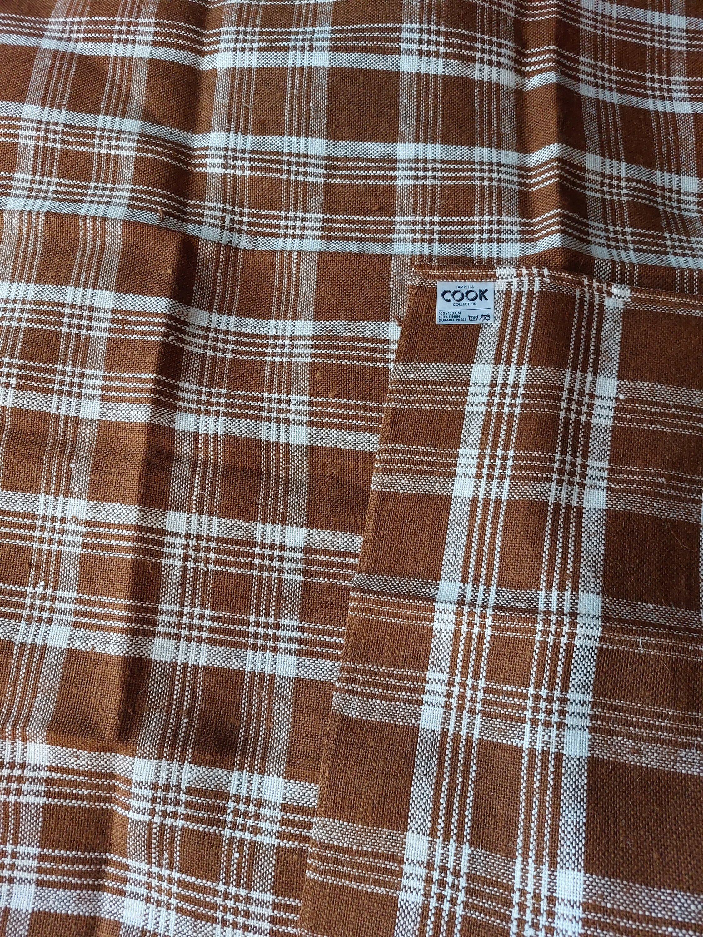 ヴィンテージ Tampella COOK コレクション、100% リネン、チェック柄