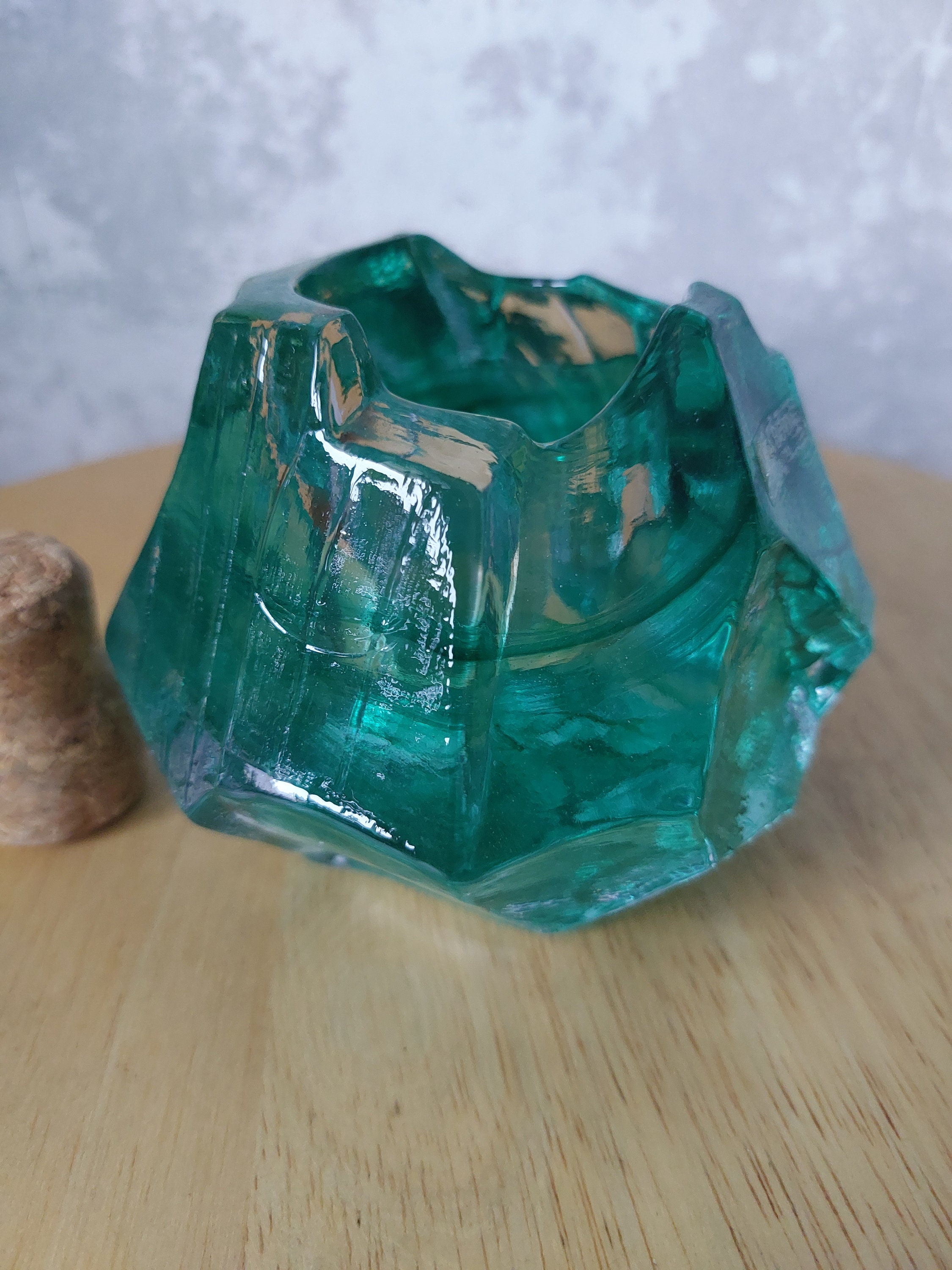 Kosta Boda,rare Color,rock Series 1991,design by Anna Ehrner,green