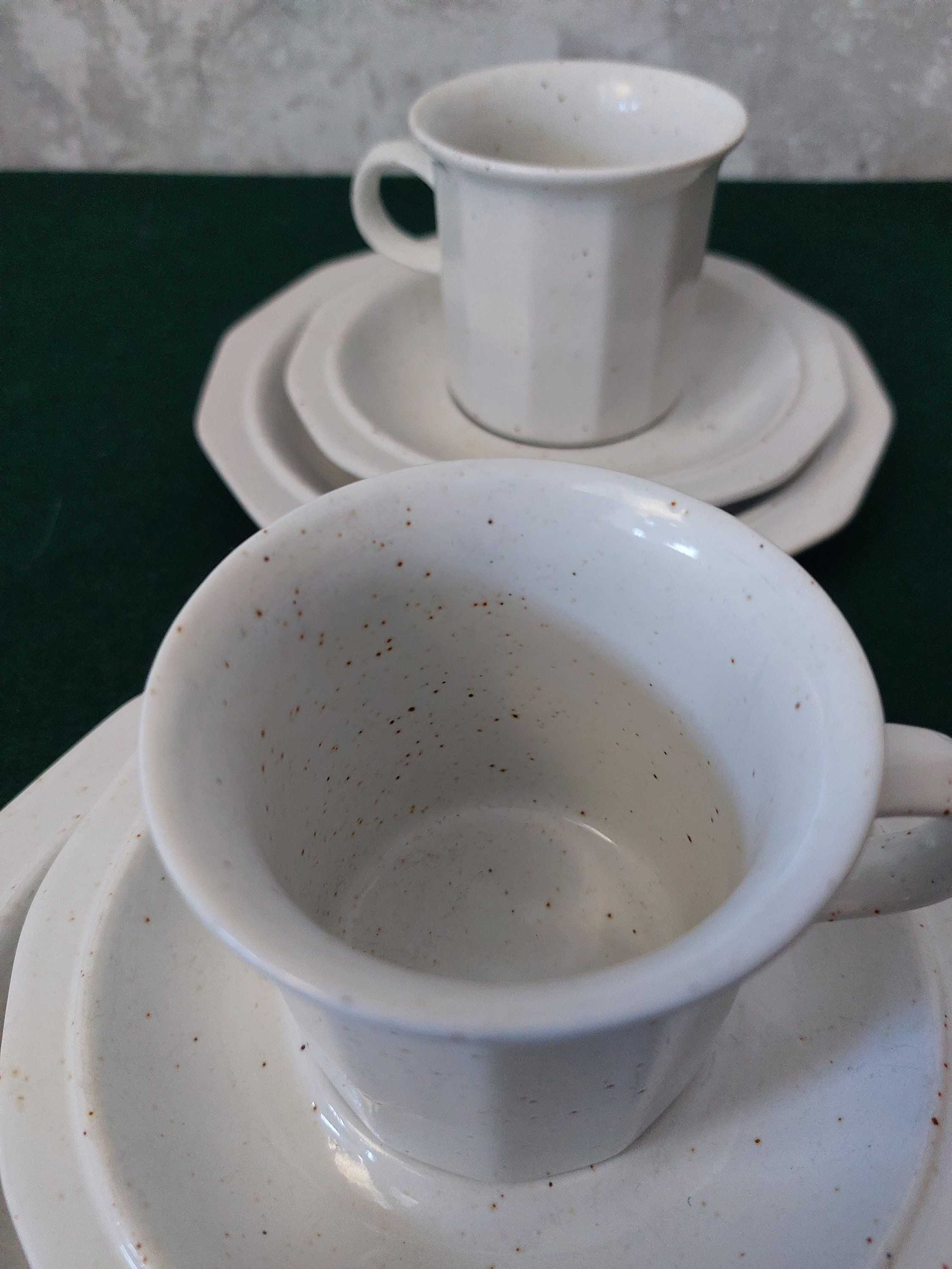 Pentik Design Vintage Pentik Finland Ceramic Cup Saucer Plate Set: Faceted Polygonal ...