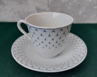 Rörstrand, "Blå Vinge", Coffee cup and saucer, Swedish Grace,Tina Elfast and Louise Adelborg, Retro