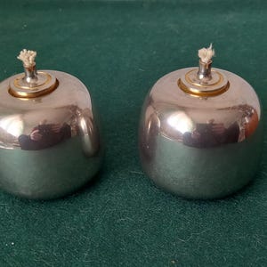 Two vintage brass chromed apple shaped oil lamps,Denmark