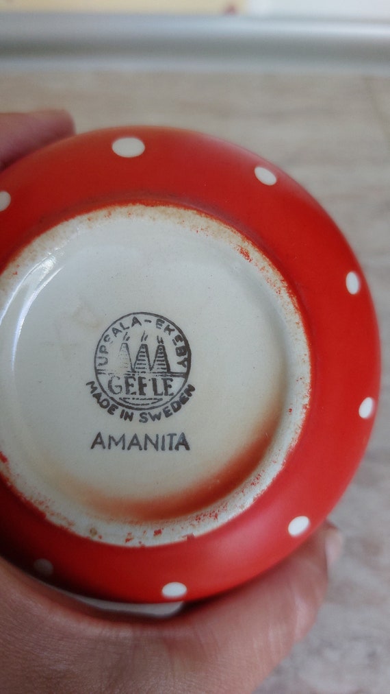 Vintage Upsala Ekeby Gefle Amanita Sugar Bowl, Helmer Ringström