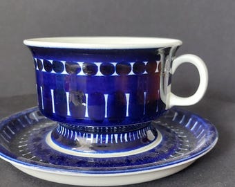 Arabia Valencia,tea cup and saucer, Ulla Procope. Hand paint. 1960-2002s,Finland
