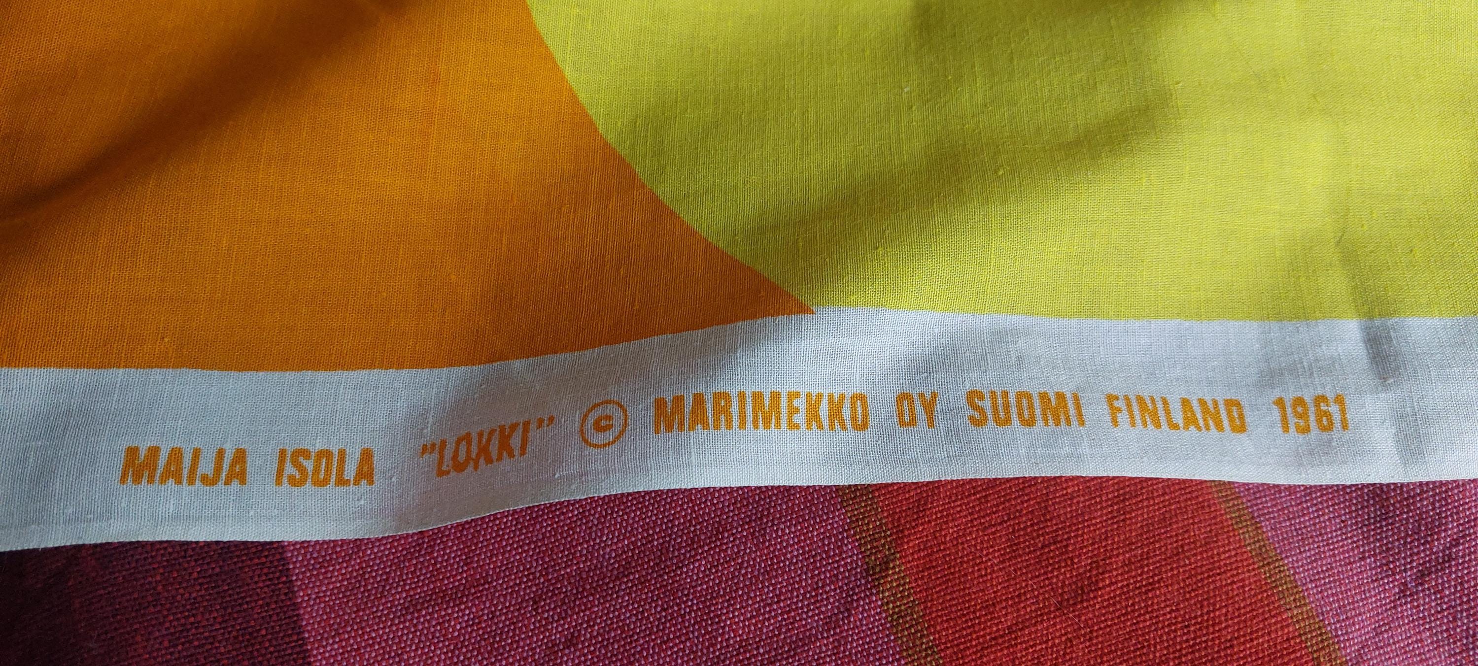 Maija Isola Lokki ,4 Pieces Cotton Fabric,marimekko 1961 OY Suomi