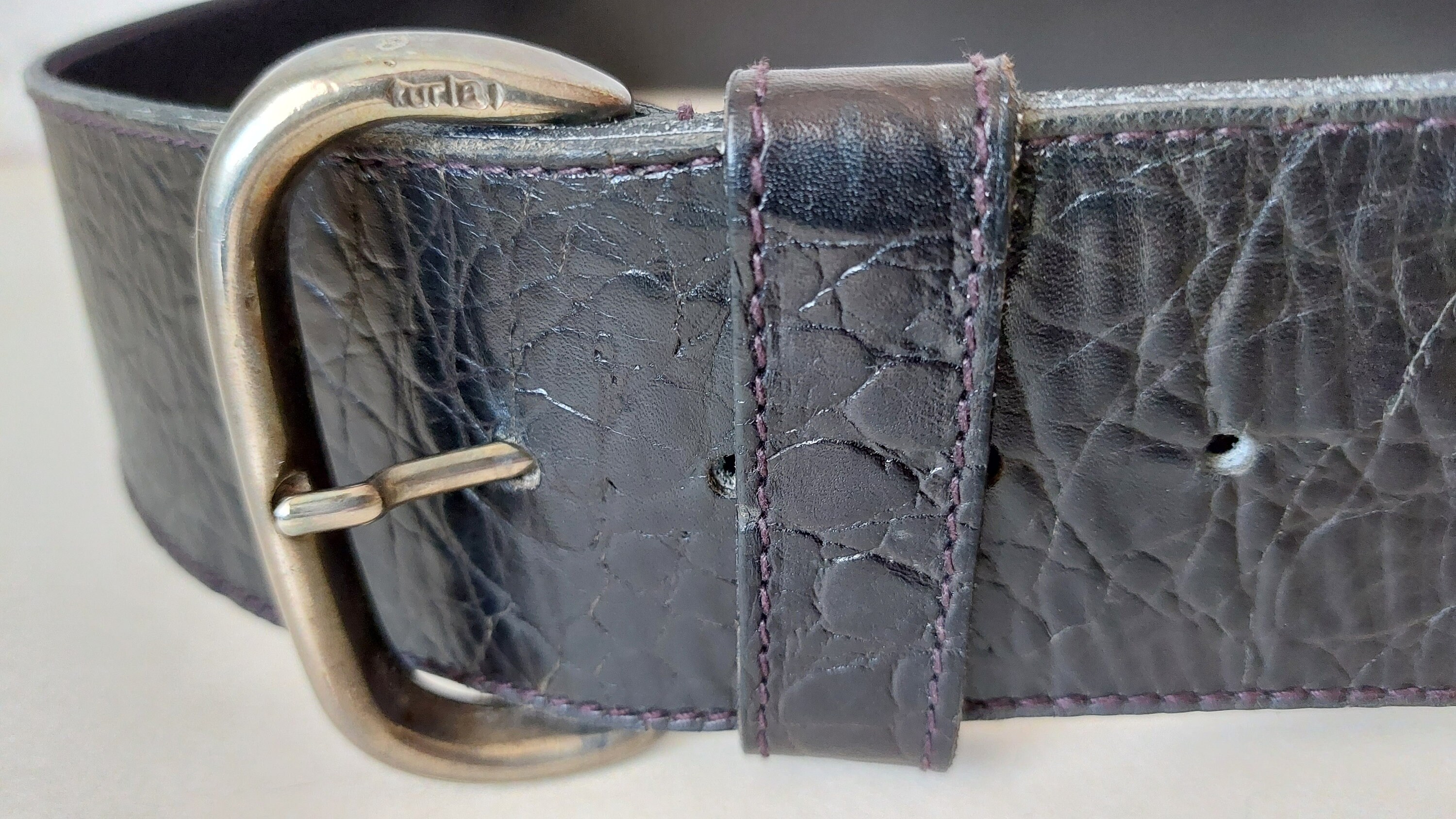 Furla Genuine Leather Blue with Silver Tone Buckle Belt Furla Black Leather Belt with Silver Tone Buckle Size 70 cm main image 2
