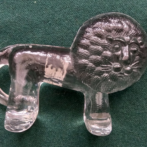 Lisa Larson, Vintage Glass Lion for Royal Krona, Sweden ,Glass Animal