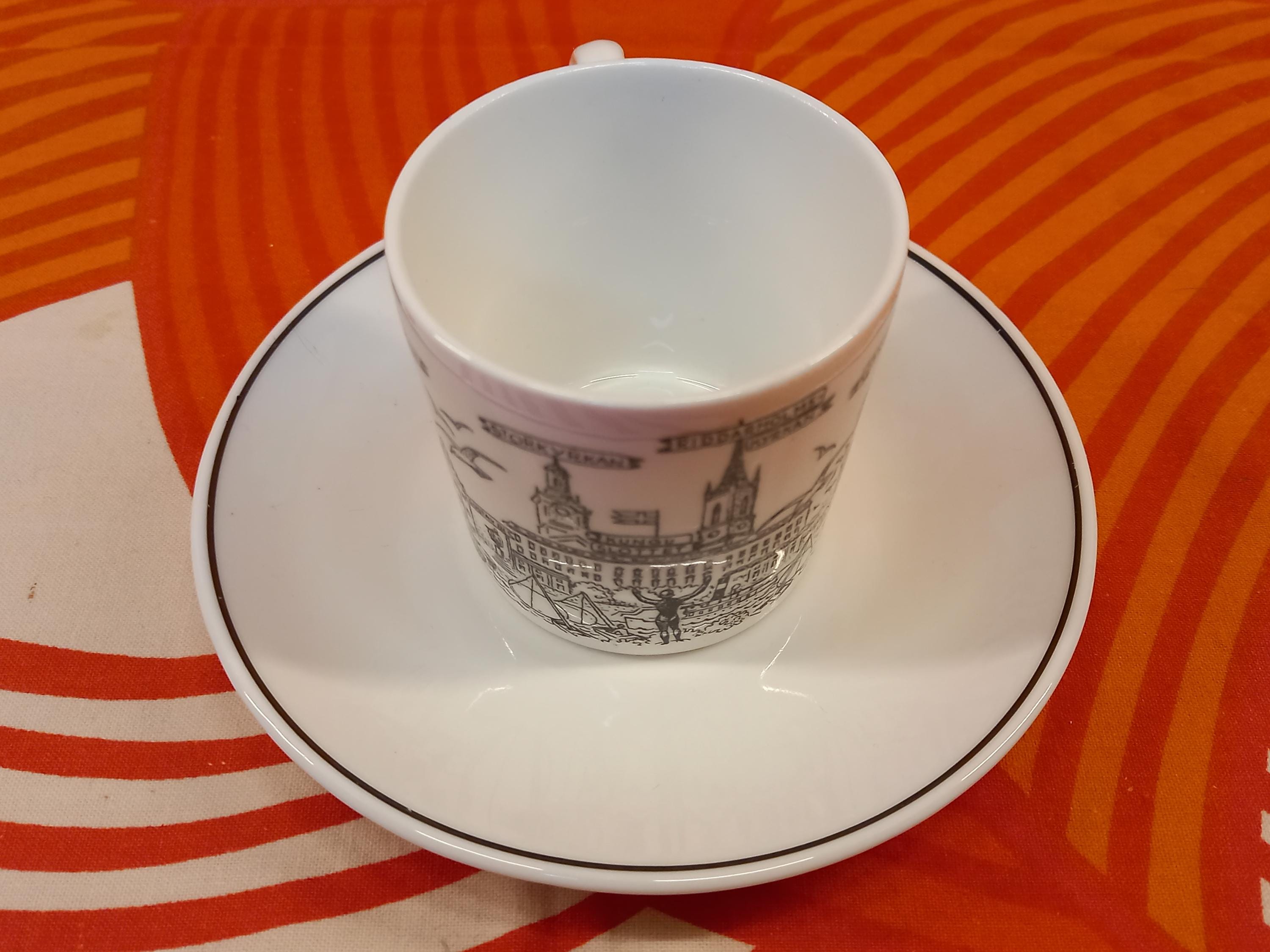 Gustavsberg,stockholm, Coffee Cup and Saucer,black and White