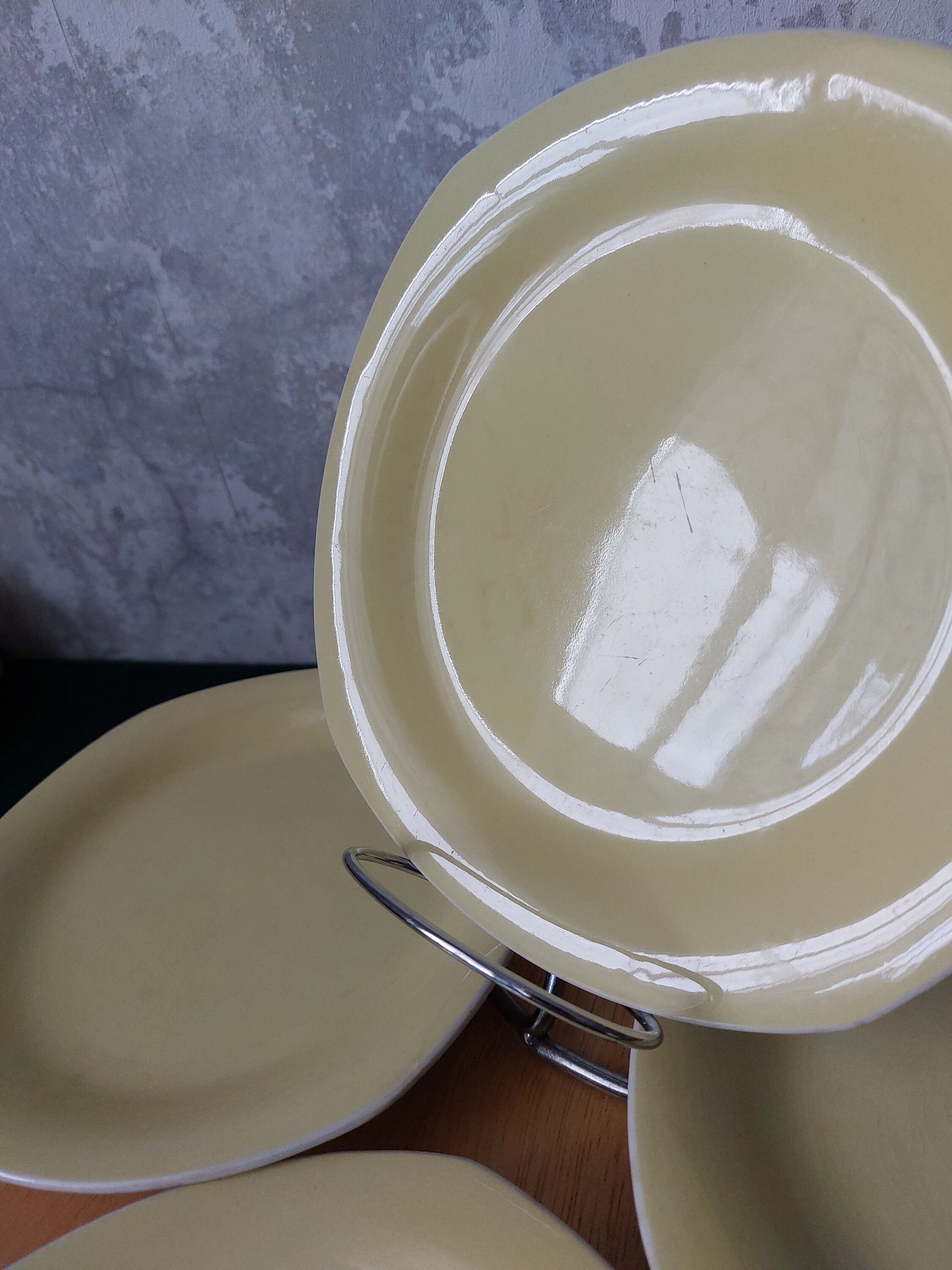 Upsala Ekeby,gefle, Yellow Plates,set of 4 Plates 18 X 18cm, Retro