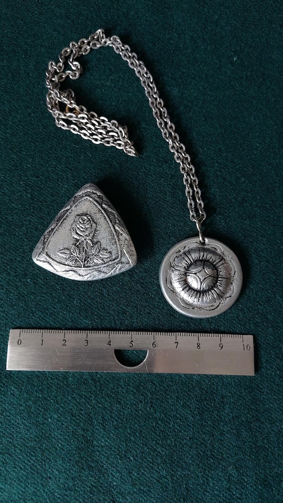 Svenskt Tenn Casi Marbacka Pewter Pendant and Tenn KK brooch