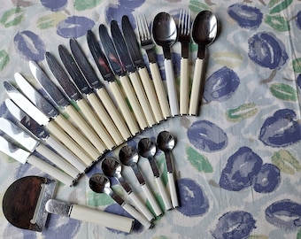 Vintage Boda Nova Salad Serving Set: Stainless Steel & Plastic