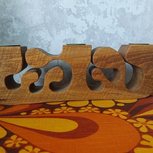 Gunnar Kanevad,Vintage Holz Kerzenhalter,1977 für 3 Kerzen,Schweden